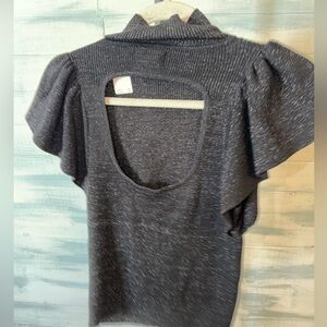 Maeve by Anthropologie Shimmer Knit Mock Neck Short Sleeve Top Women’s Small